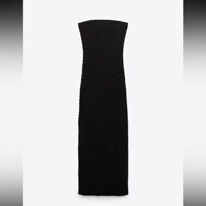 Elegant textured Black Strapless Dress